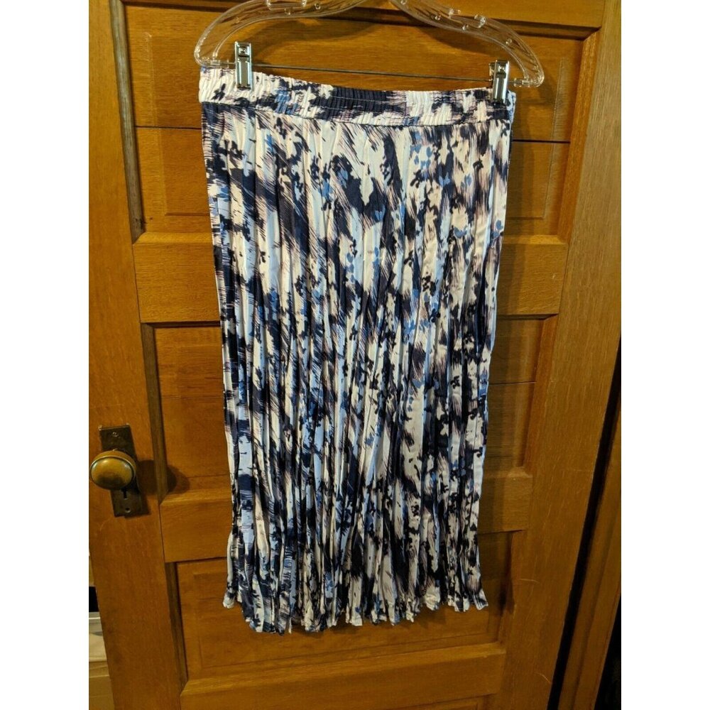 Time & Tru Midi Skirt XL (16-18) Blue Floral Crinkle Womens - Picture 2 of 5